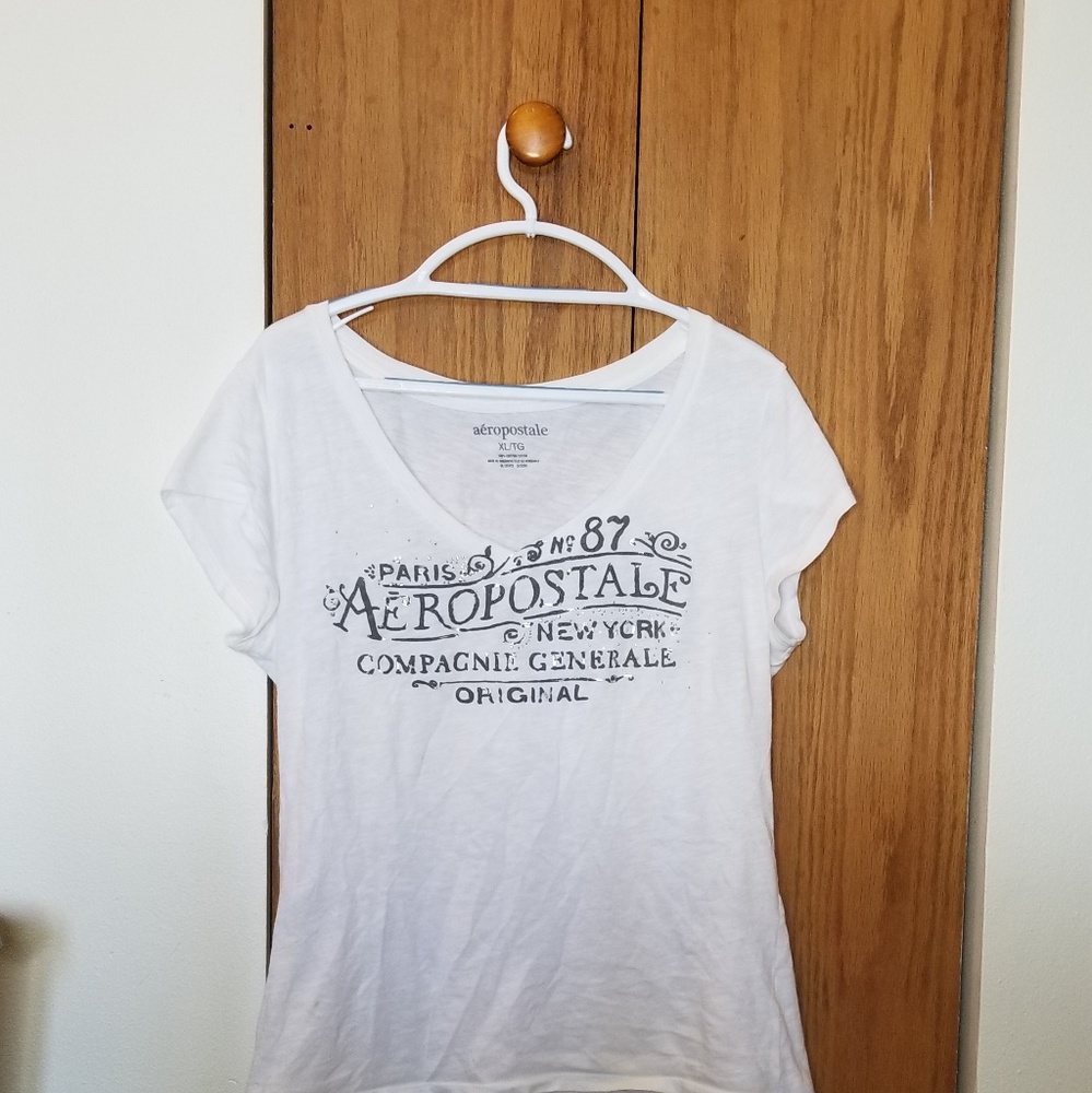 Aeropostale V-Neck T-Shirt | White